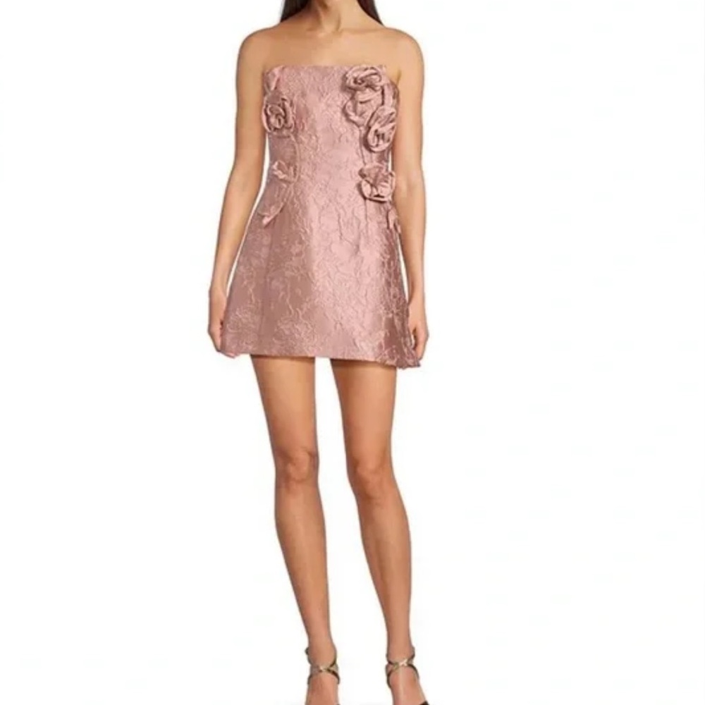 Muse by Marchesa Petal Floral Jacquard Mini Dress Sz 12 Pink Strapless NWT